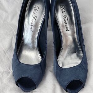 Blue Platform Lulu Townsend Satin Heels  SZ 6/12